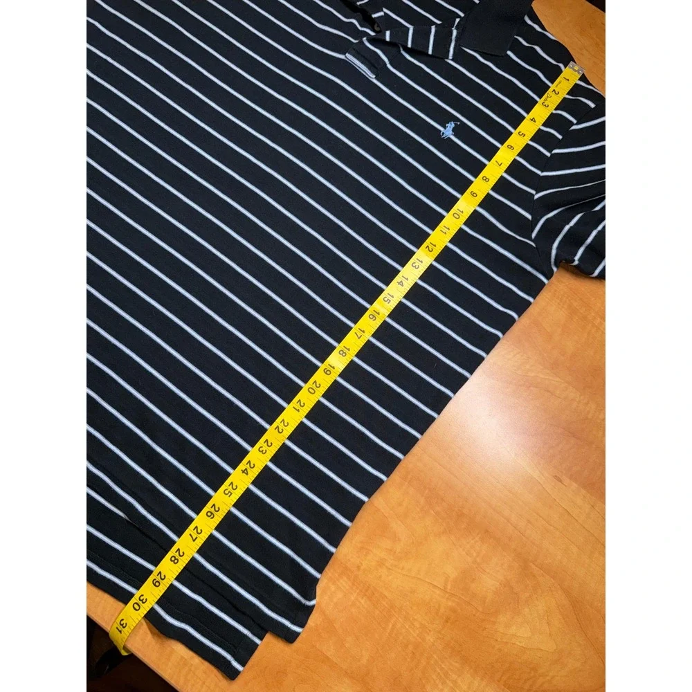 Polo Ralph Lauren Mens XL Black Striped Short Sleeve Cotton Polo Shirt